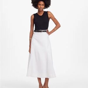 Fluted Midi Skirt in Tile White